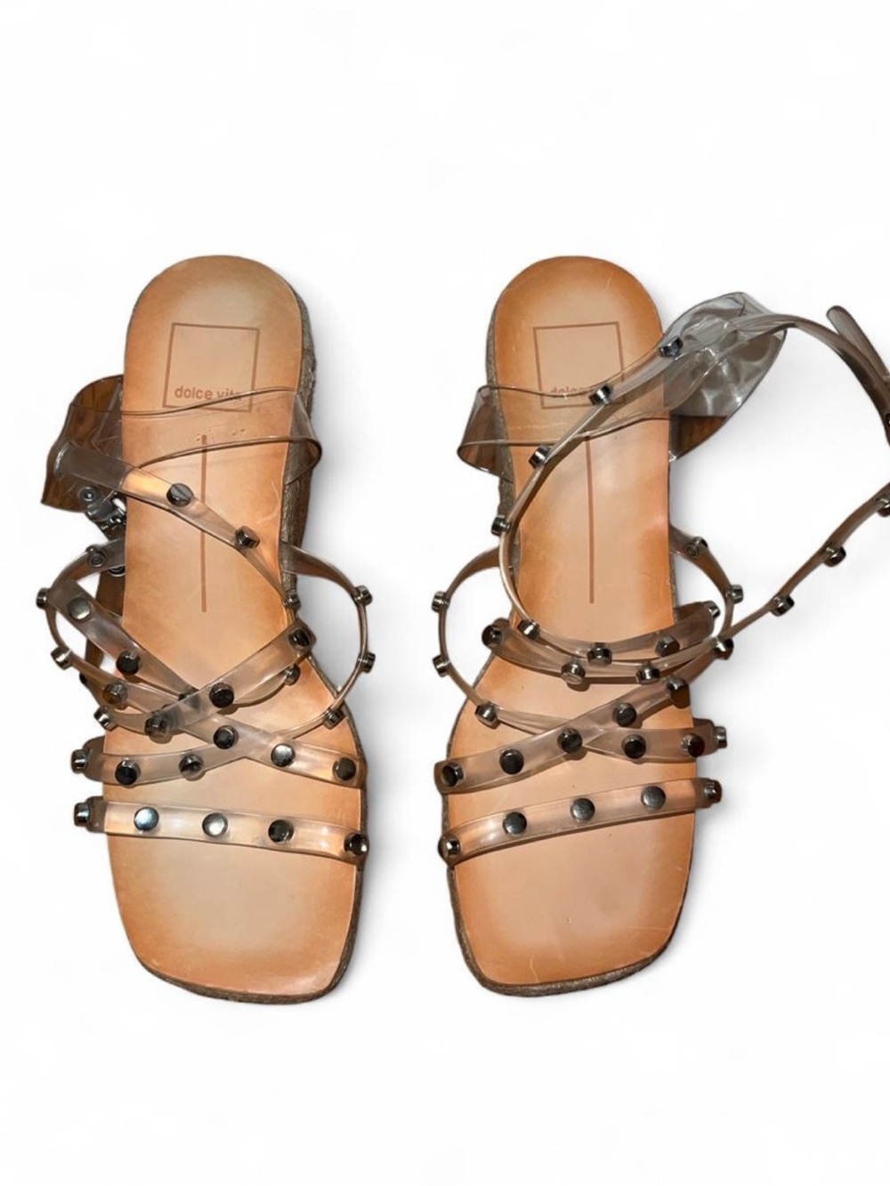 Dolce Vita Clear Studded Wrap Sandals in Tan